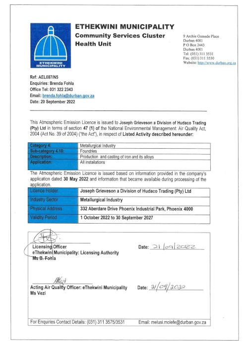 Air Emissions Licence